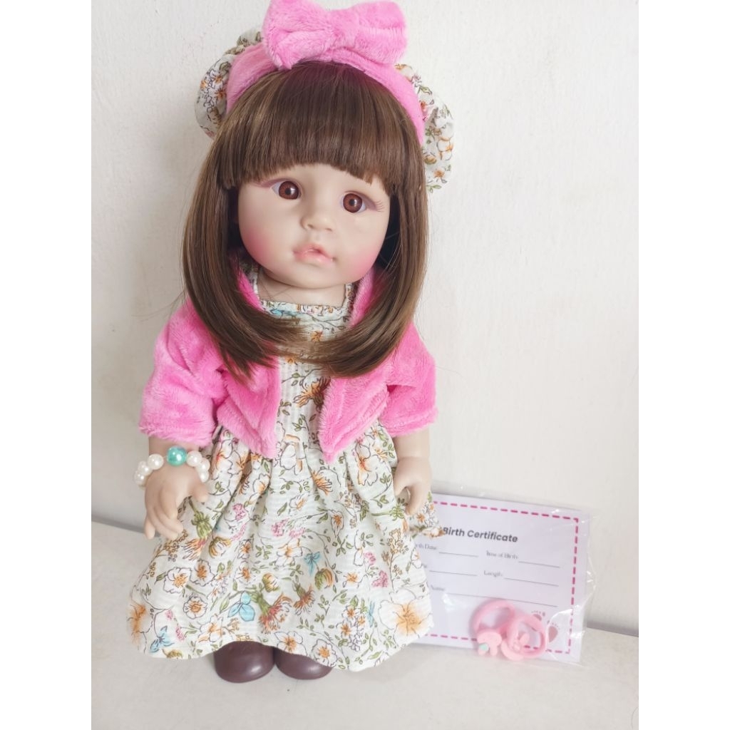 [READY] Boneka Reborn cantik lucu mewah menarik Body full silikon 40 + - cm badan Lokal rambut impor