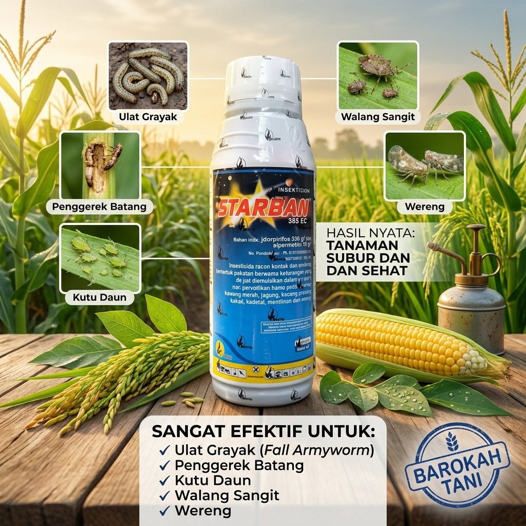 Insektisida Starban 585 EC - Obat Pembasmi Hama Ulat, Wereng, dan Walang Sangit,Insektisida Starban 