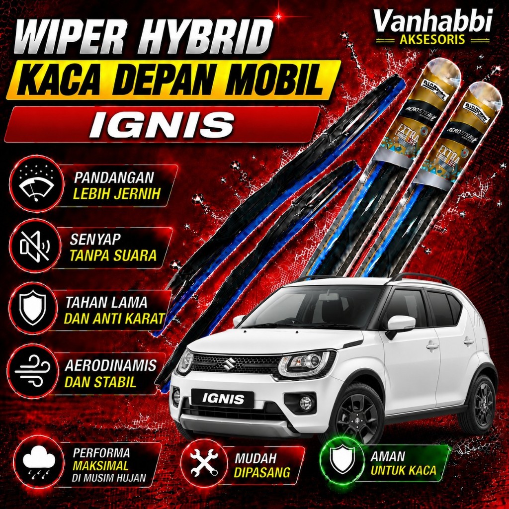 Wiper Hybrid Kaca Depan Mobil Ignis Dr.D.Fischer 20" 18"