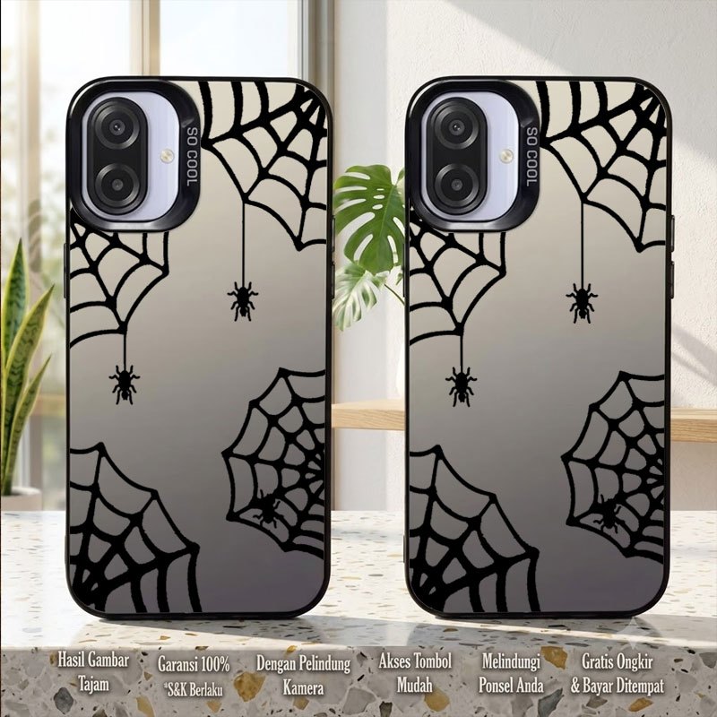 Softcase IMD Black Motif Laba Laba Minimalis Premium Pelindung HP Compatibel For Samsung A03 A03S A0