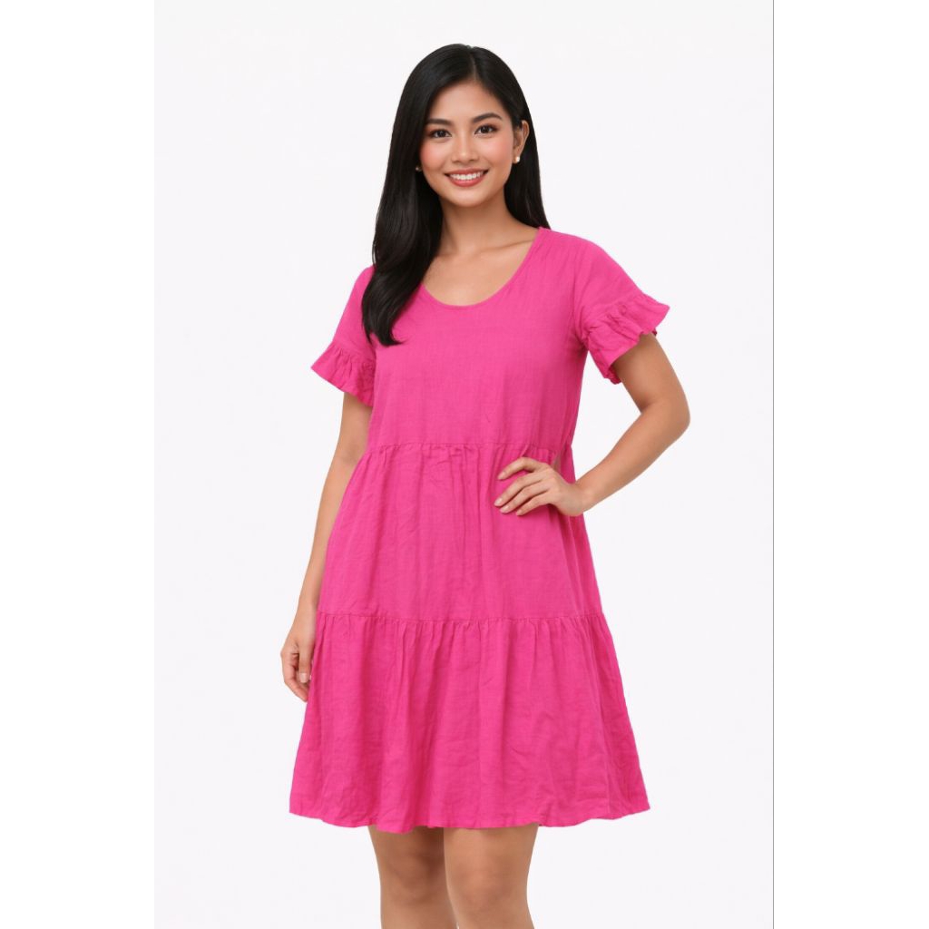 MIDI Dress Vneck Linen Viscose anko