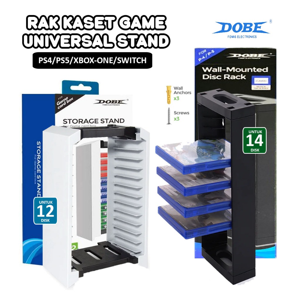 DOBE Rak Kaset Nintendo Switch Xbox One PS4 PS5 Disc Bluray Plastik Kapasitas 12 dan 14 Disk Univers