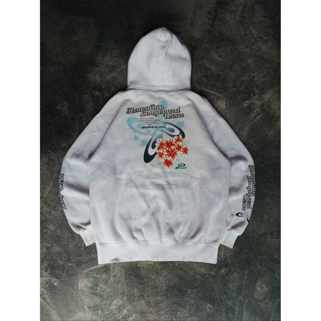 Vintage Hoodie Zipper Piko Hawaaiian Longboard Wear