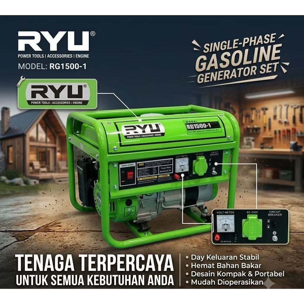 Genset  Ryu RG1500-1 1000watt murah kuat berkualitas