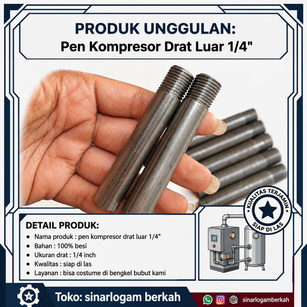 Pen Dudukan otomatis kompresor, ukuran 1/4inch | Nepel drat Luar ukuran 1/4 inch