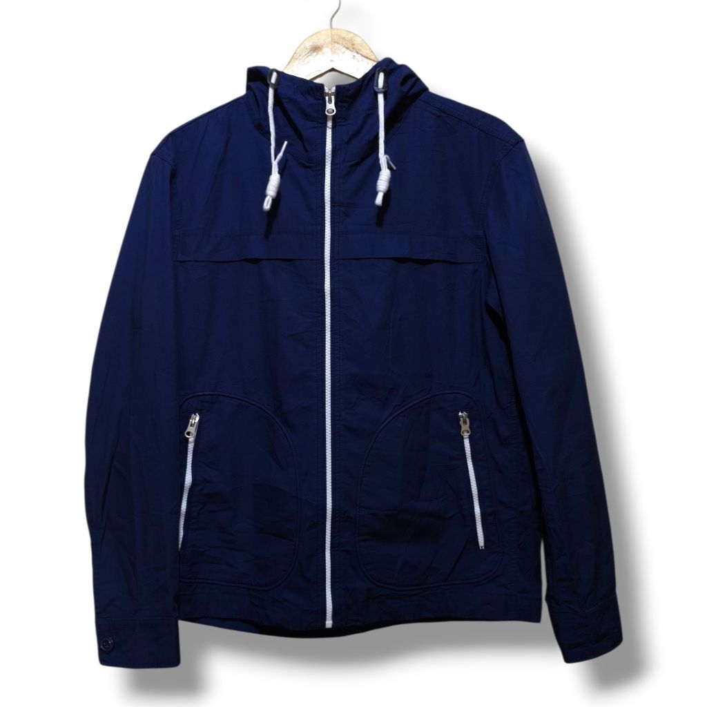 JAKET PARKA MARINE UNIQLO ORIGINAL WARNA BIRU TUA