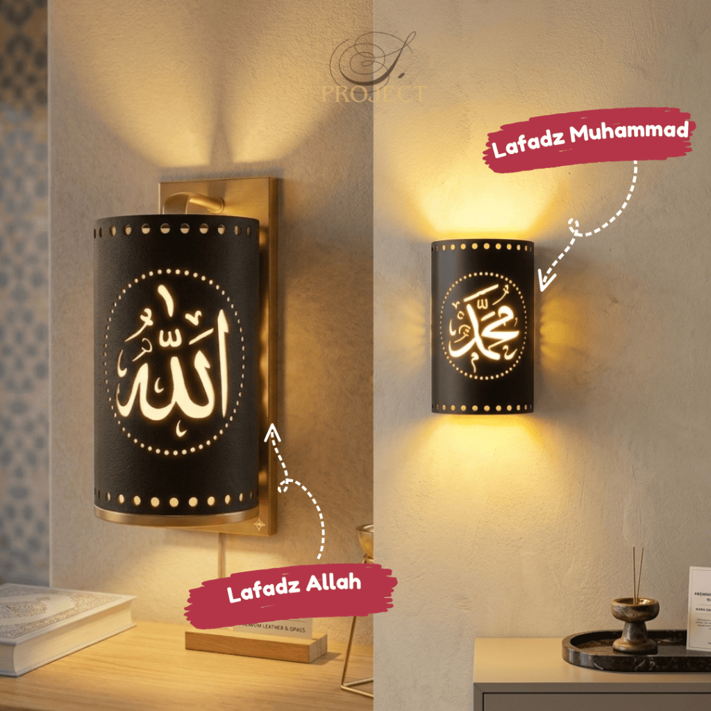Lampu Hias Lafadz Allah dan Muhammad, Lampu Hiasan Dinding Ruangan Aesthetic Islami