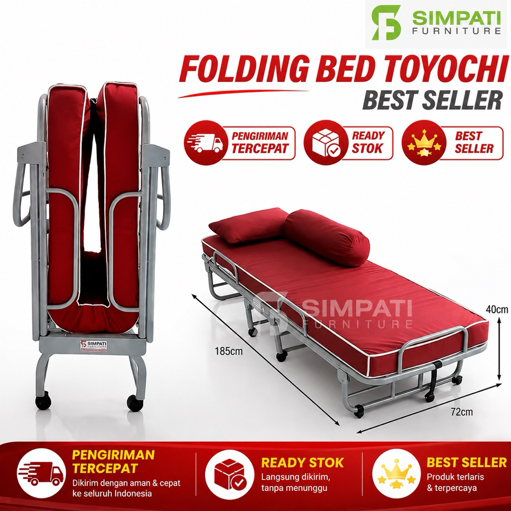 Ranjang Lipat  - Folding Bed - Extra Bed - Toyochi Uk 72 cm x 185 cm x 40 cm