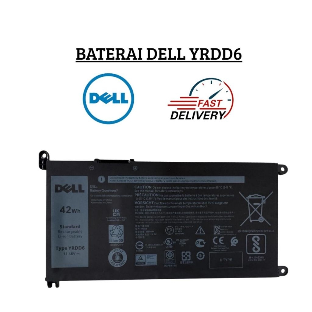 Baterai Dell Inspiron 5481 5485 5491 5482 3310 7586 5591 YRDD6