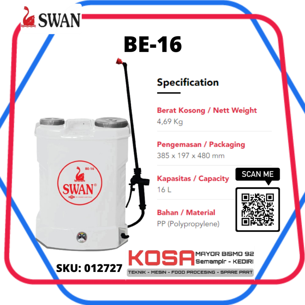 SPRAYER SWAN BE-16 16L Penyemprotan pupuk cair/tanaman | SPRAYER HAMA | TANKI SEMPROT ELEKTRIK 16L |