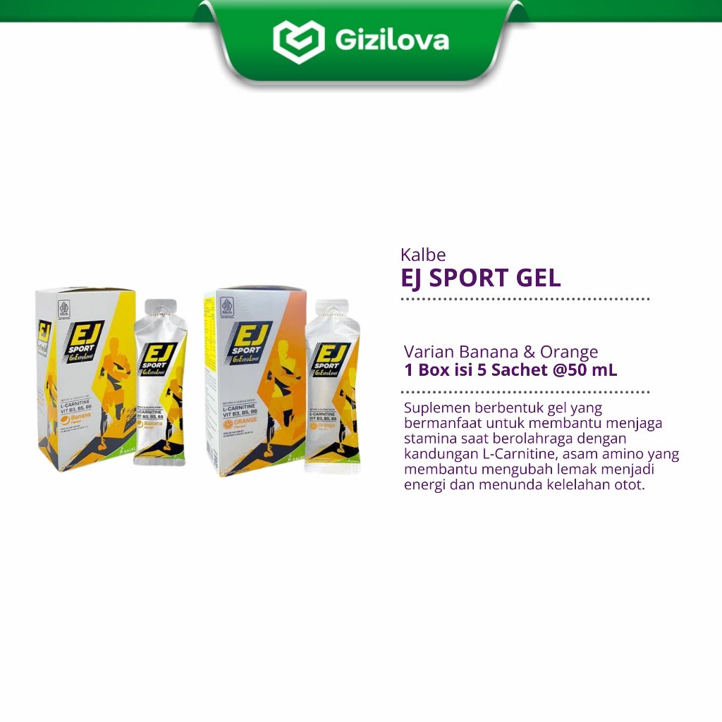 GiziLova | Kalbe EJ Extra Joss Sport Gel 50 ml Suplemen Multivitamin L-Carnitine Stamina Olahraga Ca
