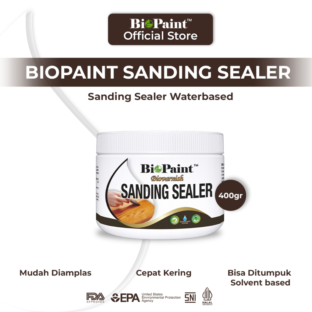 Sanding Sealer Kayu Kecil Water Based - Biopaint Sanding Sealer Mini Can 400gr