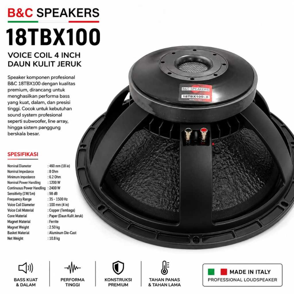 Speaker B&C 18TBX100 18 inch 18 TBX100 ( Subwoofer )