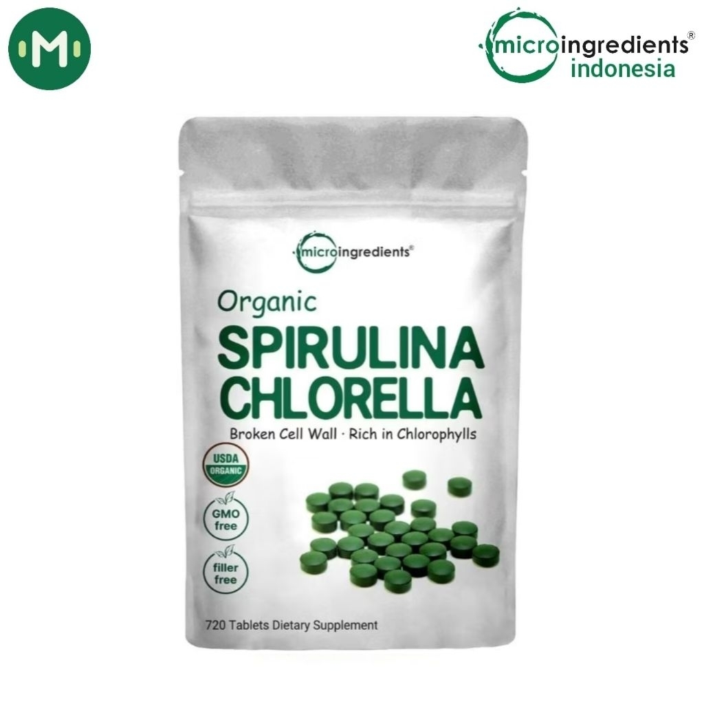 Microingredients Organic Spirulina Chlorella Asli Isi 720 Tablet Original Micro Ingredients Spirulin