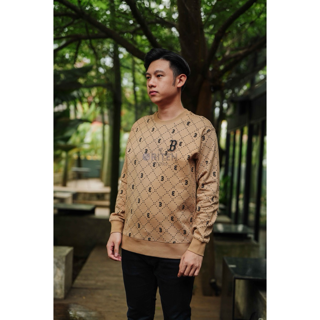 MLB Korea B Boston Dia Monogram Sweater Beige Original