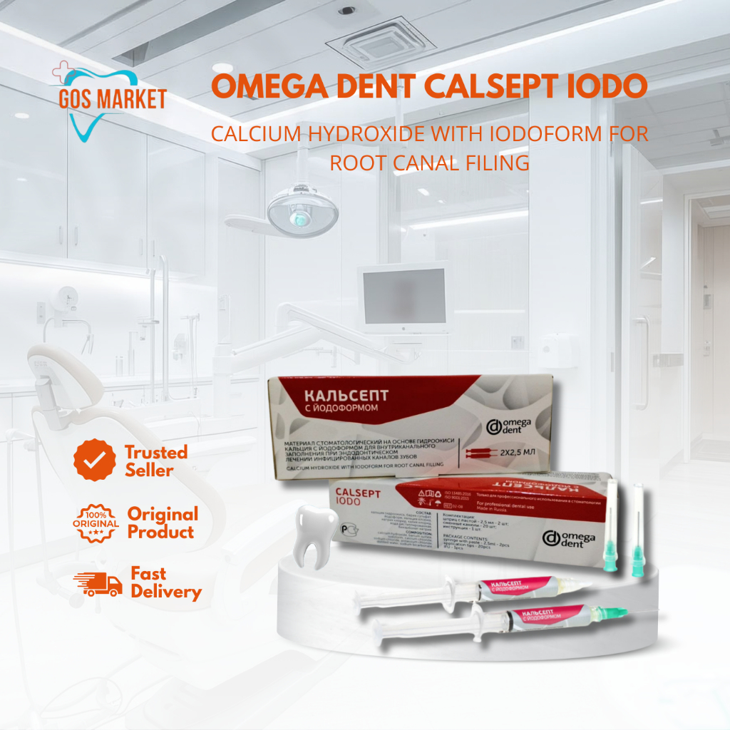 OMEGA DENT CALSEPT IODO CALCIUM HYDROXIDE PASTE WITH IODOFORM | SIMILAR METAPEX PLUS / RUBY CAL WITH