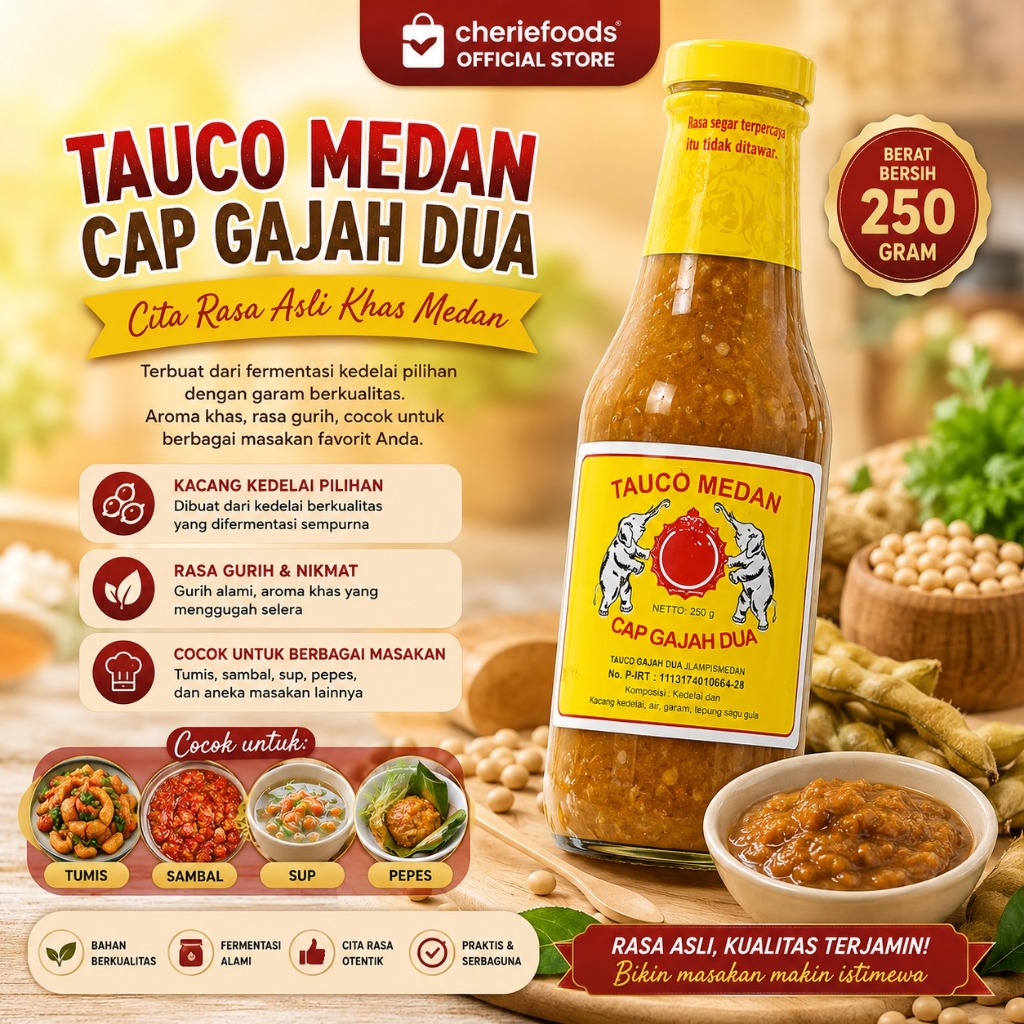 Tauco Cap Gajah Dua Medan 250gr / Tauco Asli Dari Medan / Halal