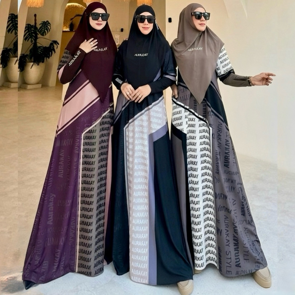AURAKAY GAMIS DRESS ZULEHAH SET HIJAB ORI BY AURAKAY