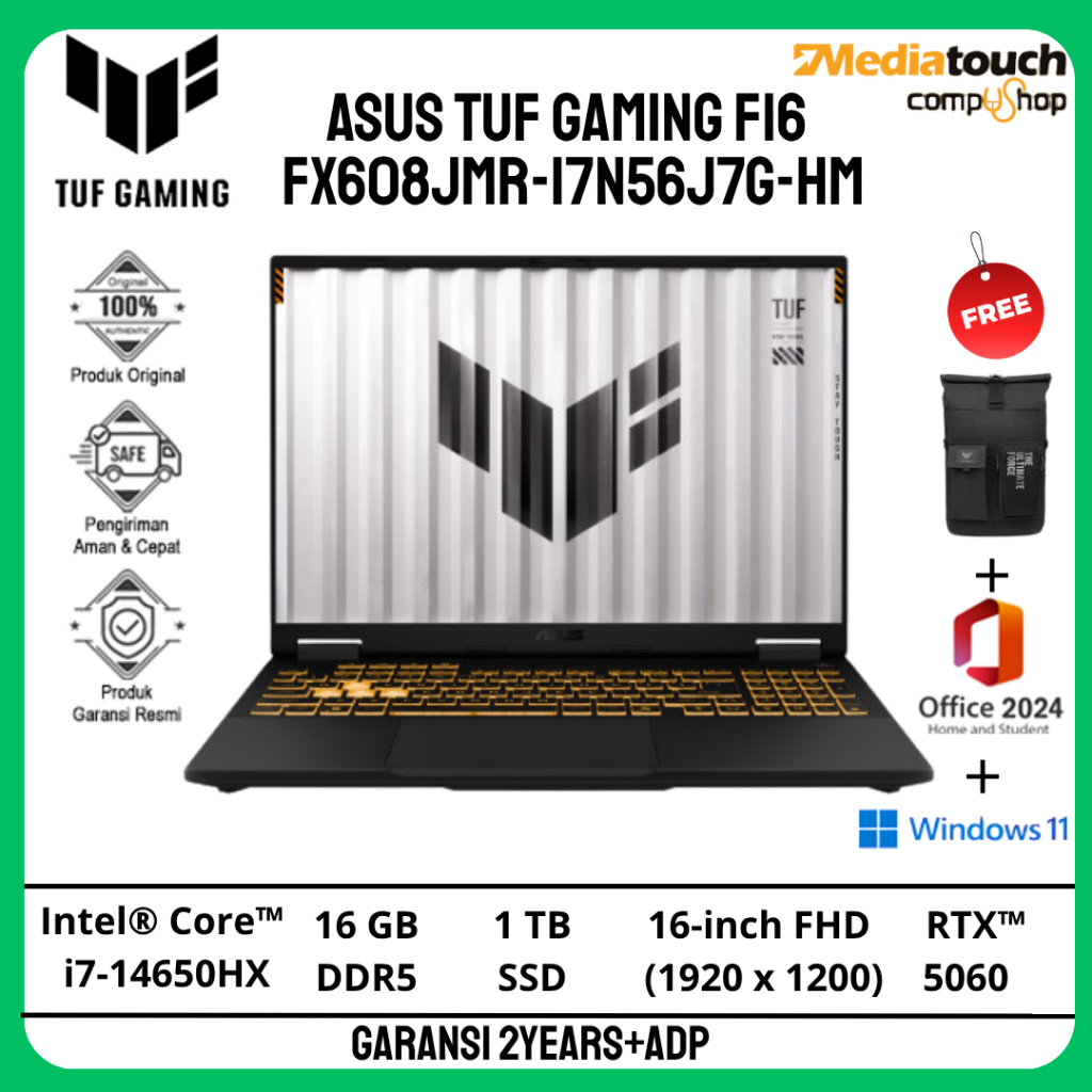 NB ASUS FX608JMR-I7N56J7G-HM I7-14650HX 16G 1TB RTX5060 W11 OH24 M365