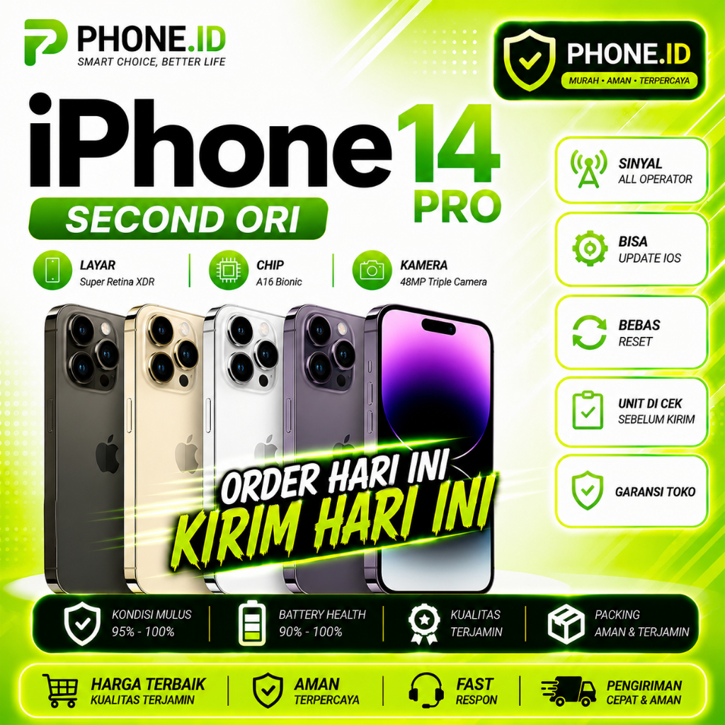IP 14 PRO 256GB/128GB SECOND FULLSET MULUS