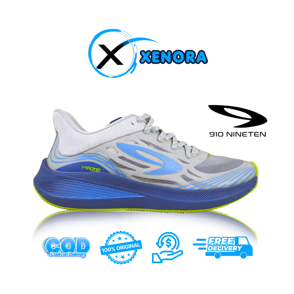 910 HAZE VISION 1.0 ABU MUDA/BIRU - Sepatu Lari / Haze Vision 1.0 Abu 910 Nineten Original