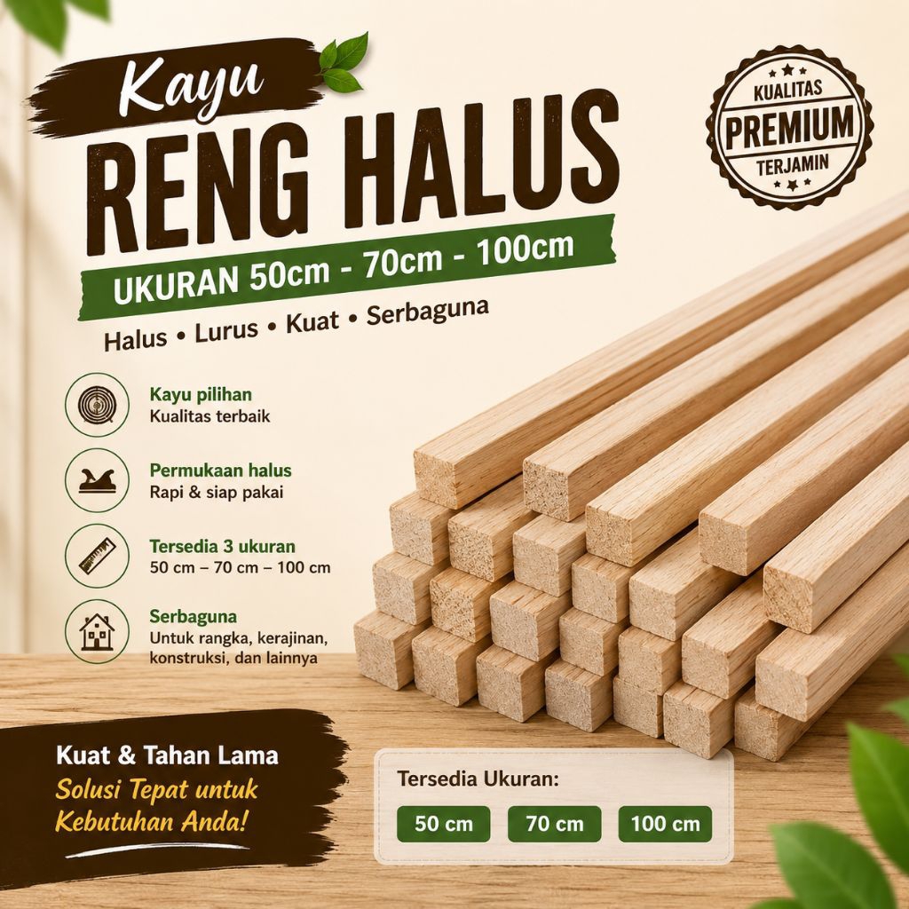 Kayu Reng Halus Kayu Kotak Kayu Reng Multifungsi Kayu Reng Bahan Kandang Kayu Bahan kerajinan 50-100