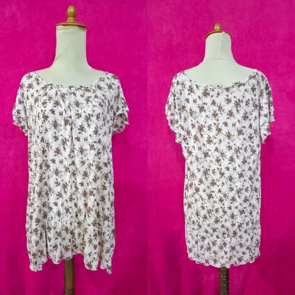 (Baca Deskripsi) Rosa cheri pink floral big size t shirt kaos pink motif bunga bunga melar lengan pe