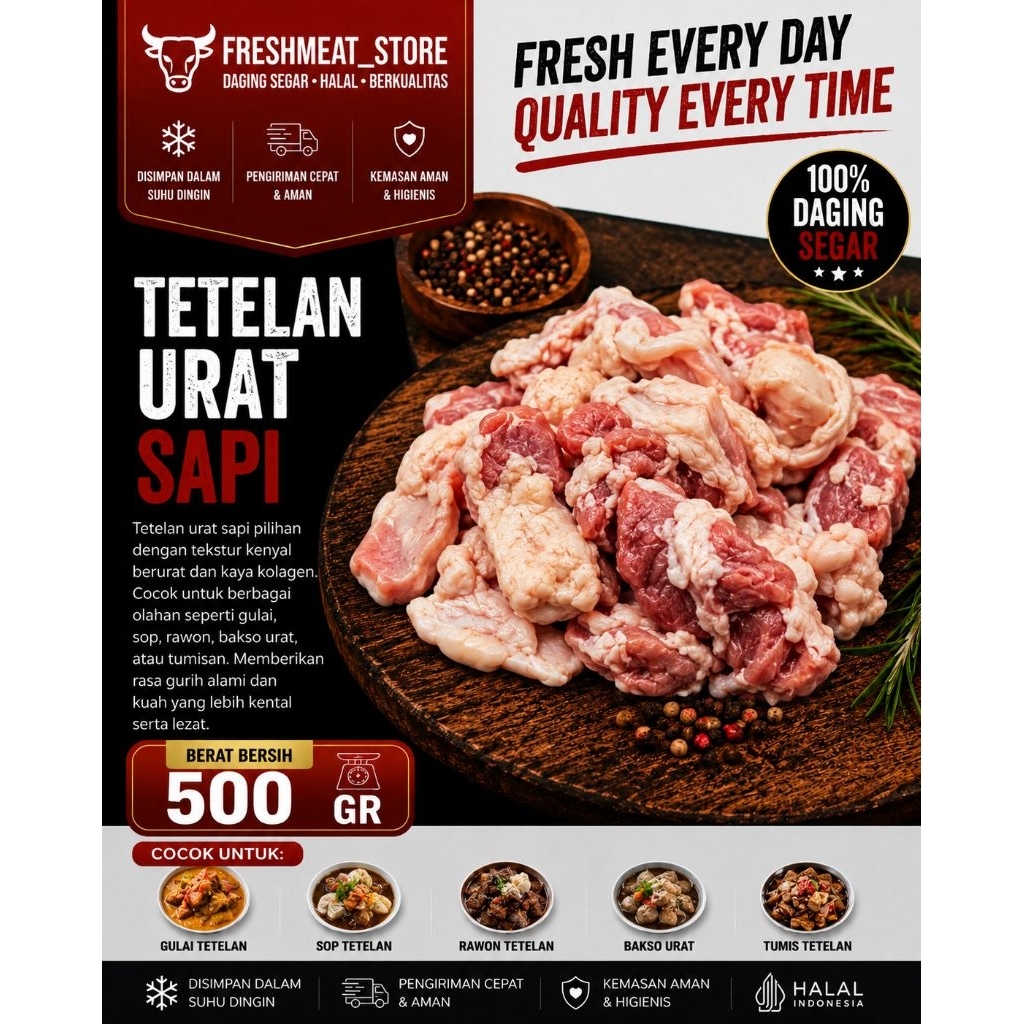 TETELAN URAT SAPI SEGAR BUKAN FROZEN DI JAMIN HALAL