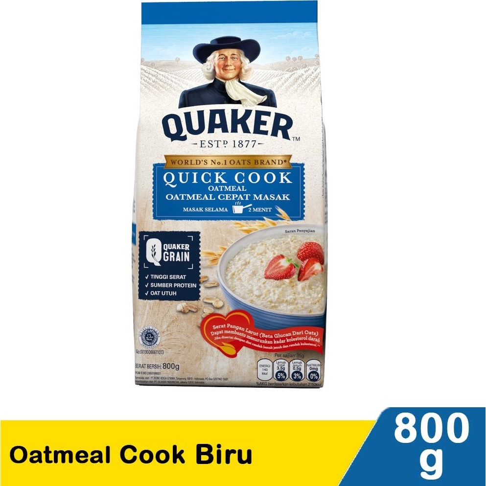 Quaker Oat Quick Cook 800gr Koleksi Cantik Sarapan Sehat (Mangkok Cantik Tersedia Pembelian 2 Pcs)