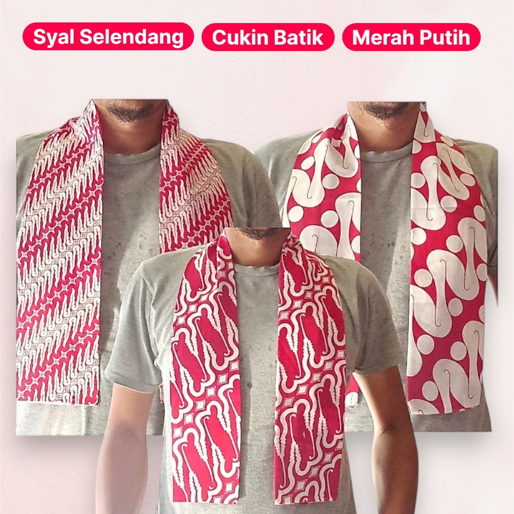 Syal Selendang Cukin Batik Merah Putih