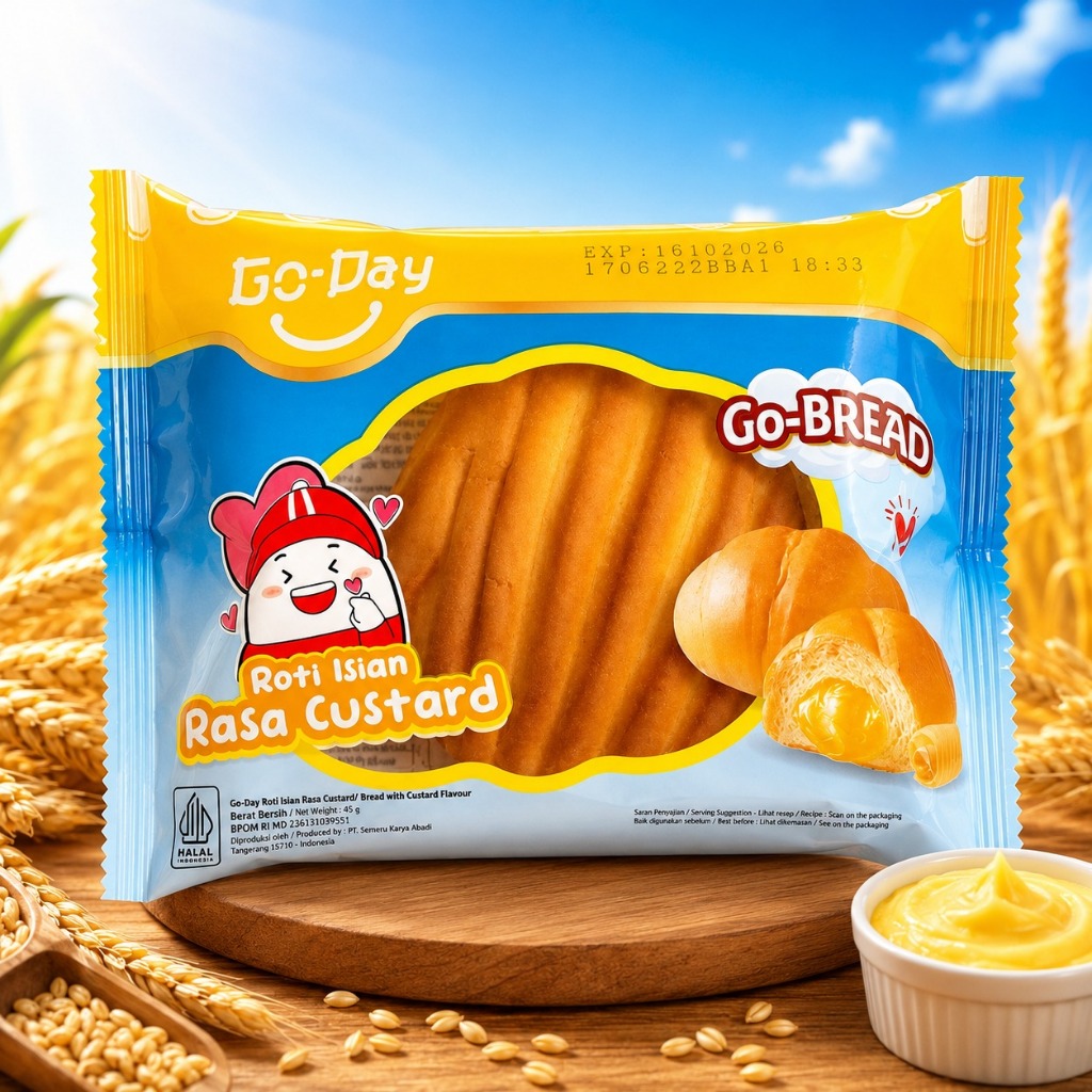 Go-Day Go-Bread Roti Isian Rasa Custard (Bread with Custard Filling) 45gr