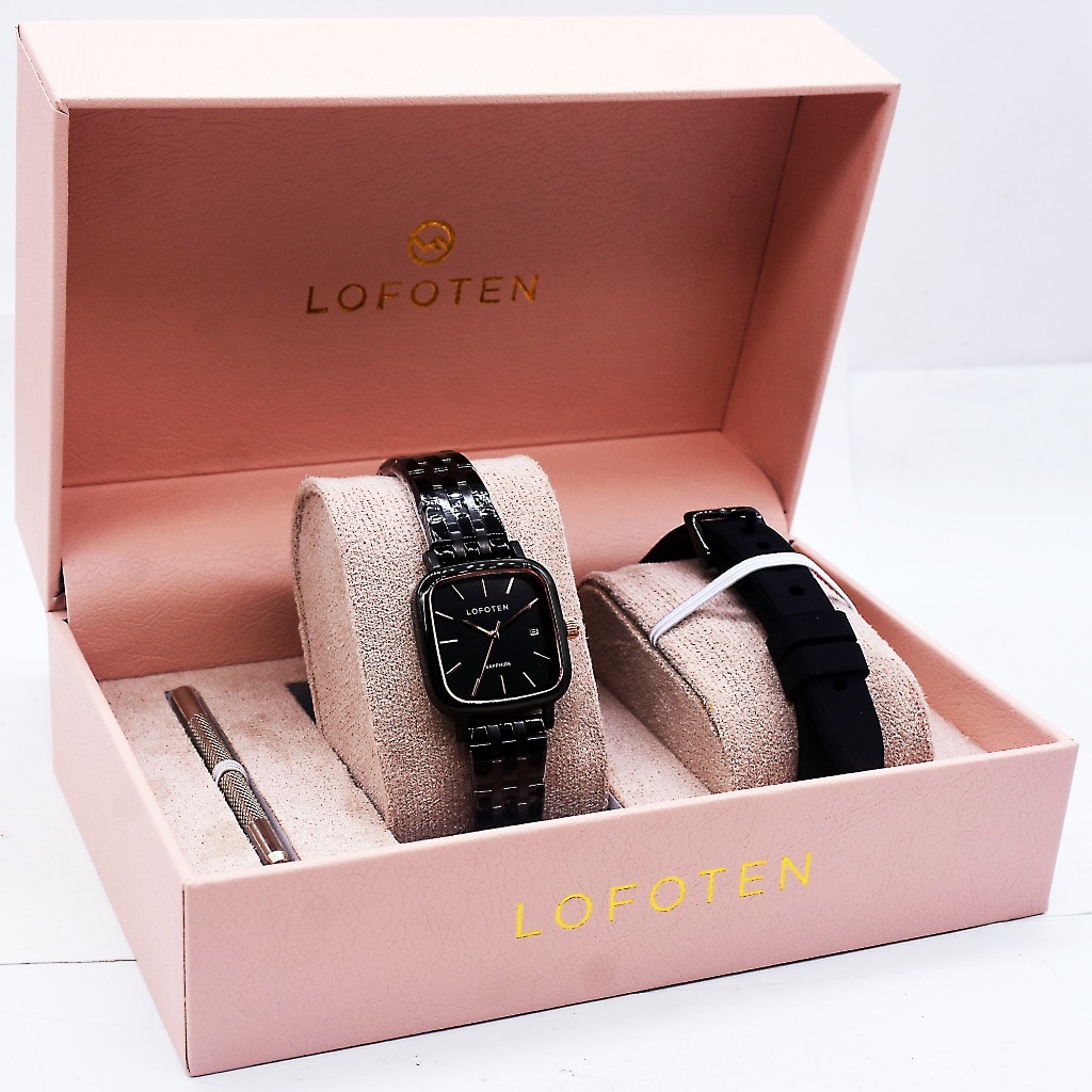 Jam Tangan Wanita LOFOTEN 2333 Stainless Steel + Extra Strap Silicone