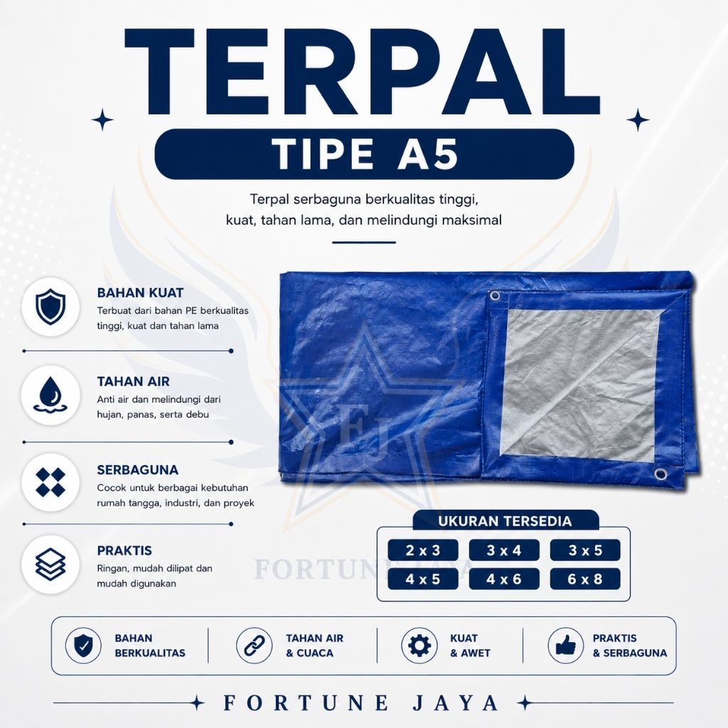 TERPAL PLASTIK A5 BIRU SILVER 2X3 / 3X4 / 3X5 / 4X5 / 4X6 / TERPAL TEBAL ANTI AIR TAHAN PANAS / TERP