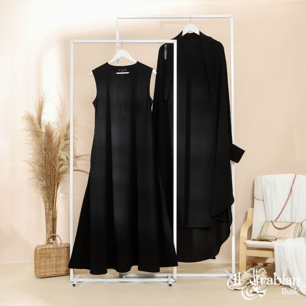 ALYA Series FRENCH KHIMAR FK & INSIDE Inner Gamis JETBLACK - Al Arabian Butik #Ayranashwa #arabianbu