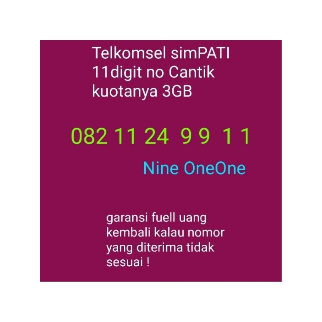 Telkomsel simPATI 11digit no cantik kuotanya 3GB
