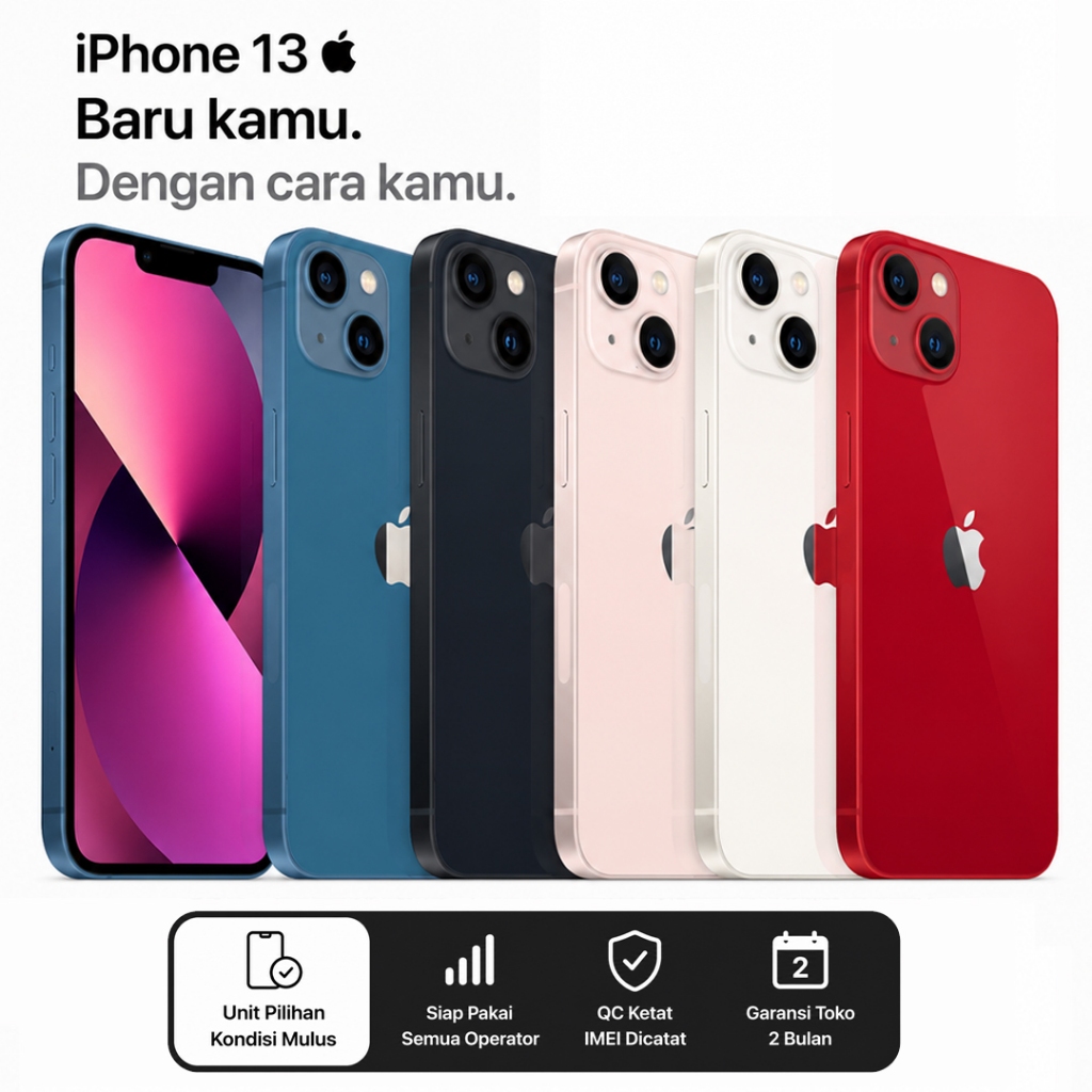 HP iPhone 13 128GB 256GB Second Bekas Original 100% Mulus Fullset Ex iBox IMEI Permanen Garansi 2Bln