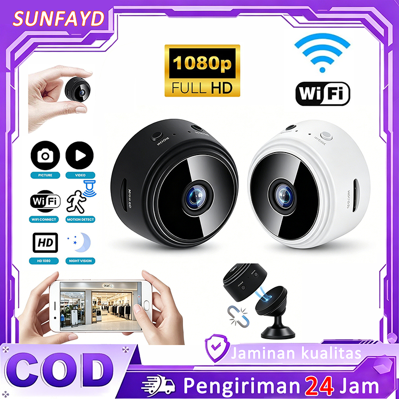 Mini  A9 CCTV Camera Wireless Wifi Hd 1080P Tanpa Kabel Desain Mini Ringkas  Surveillance Keamanan S