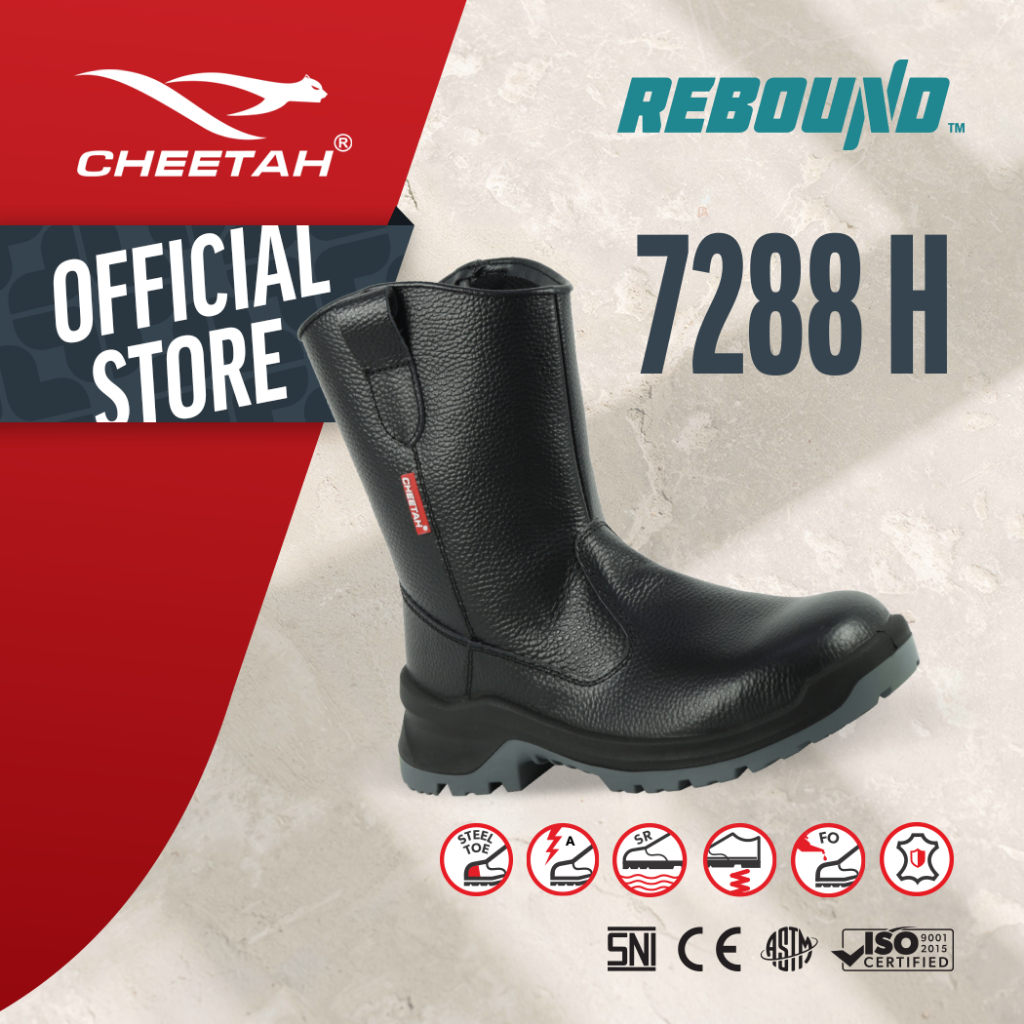 (BONUS KAOS KAKI CHEETAH) Sepatu Safety CHEETAH 7288H Safety Shoes S1 SRC Rebound