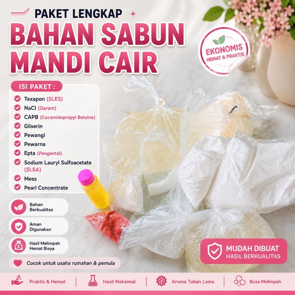 Paket Bahan Sabun Mandi Cair Premium 15 Liter