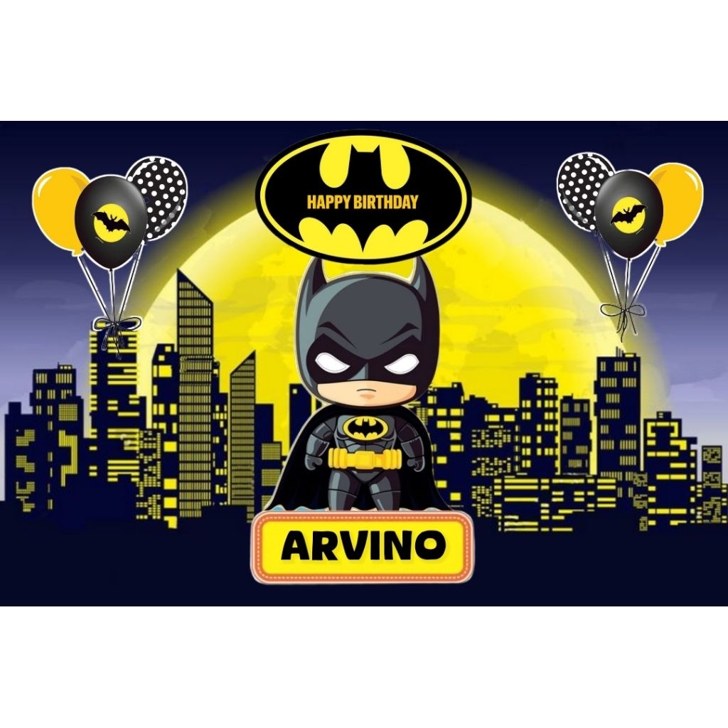 Spanduk BATMAN banner BATMAN spanduk banner ultah anak background BATMAN  custom backdrop ulang tahu