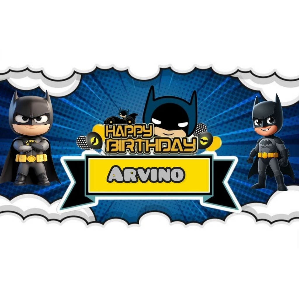 Spanduk BATMAN banner BATMAN spanduk banner ultah anak background BATMAN  custom backdrop ulang tahu