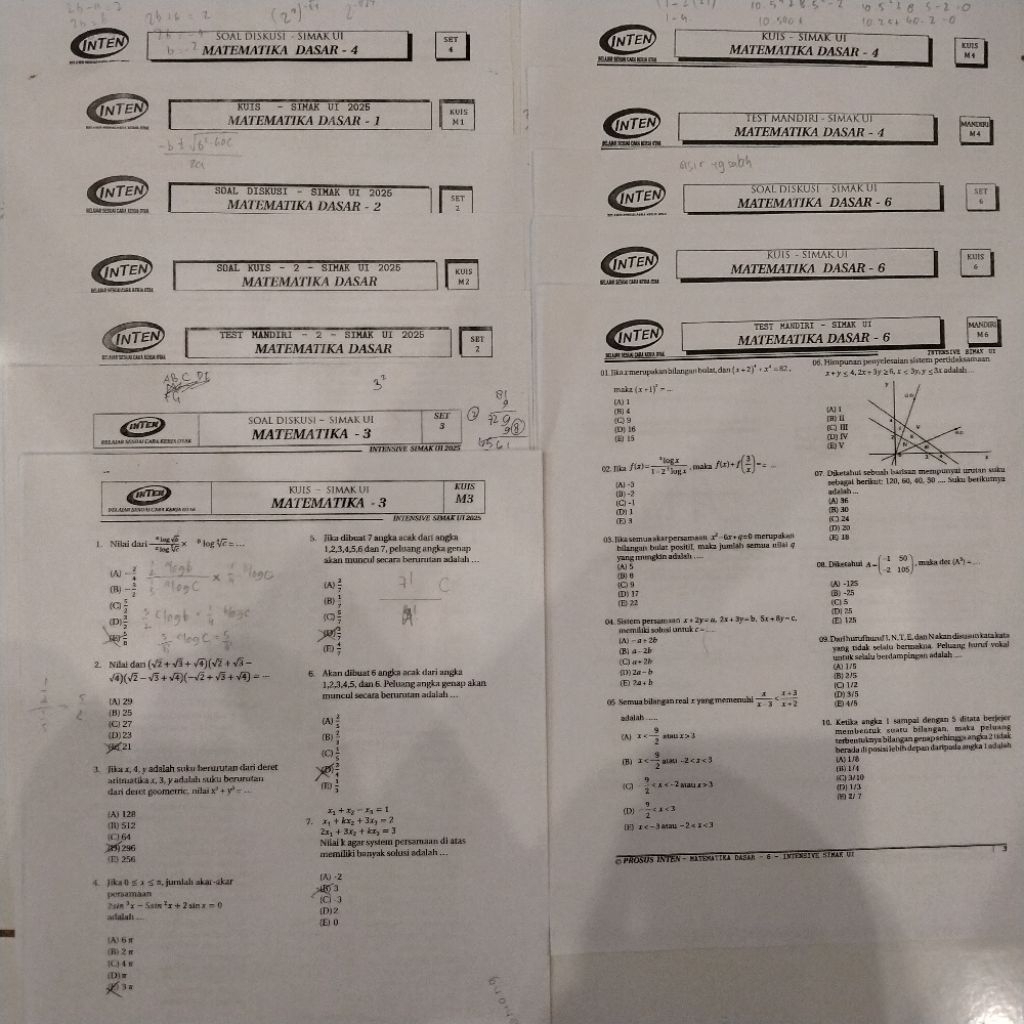 SOAL DISKUSI, KUIS, MANDIRI TES POTENSI AKADEMIK DAN MATEMATIKA SIMAK UI INTEN