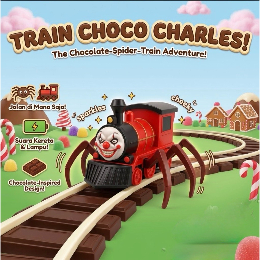 MAINAN ANAK TRAIN CHOCO CHARLES/KERETA MONSTER/KERETA LABA LABA/KERETA SERAM/KERETA KAKI/THOMAS KAKI