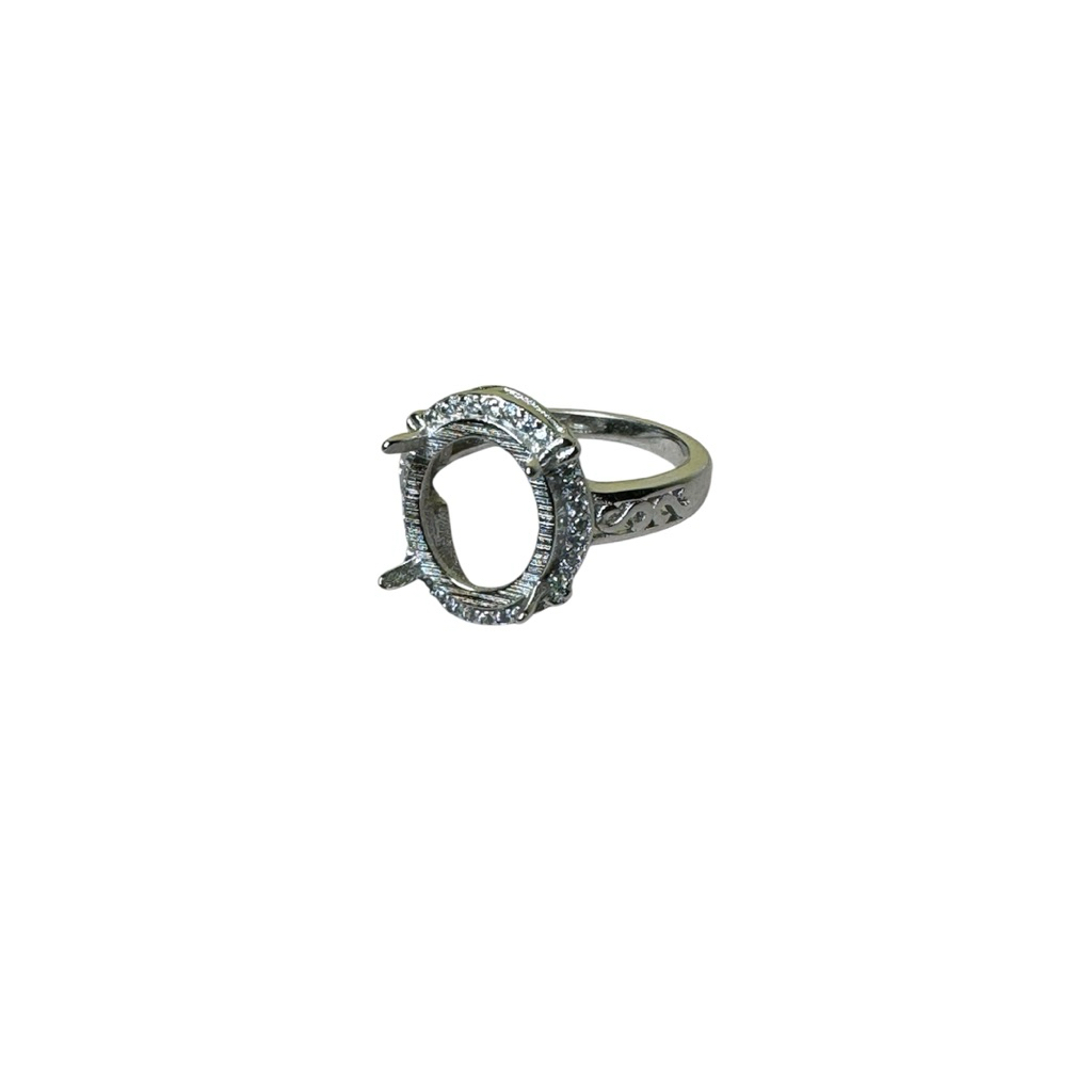 RG002 Ring cincin batu permata wanita emban cangkang alpaka 12x10mm