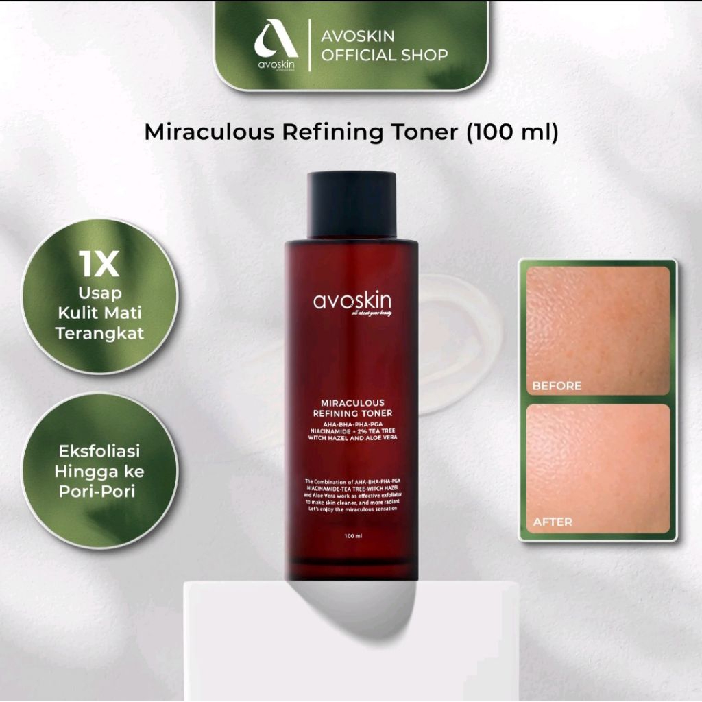 PRELOVED Avoskin refining toner - AHA BHA PHA untuk eksfoliasi wajah