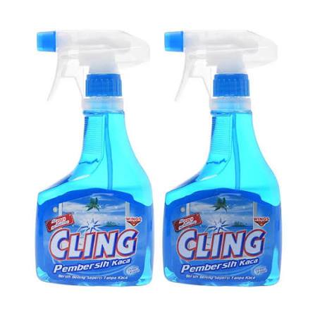 CLING PEMBERSIH KACA PUMP BIRU BOTOL 425mL - 1 KARTON ISI 12