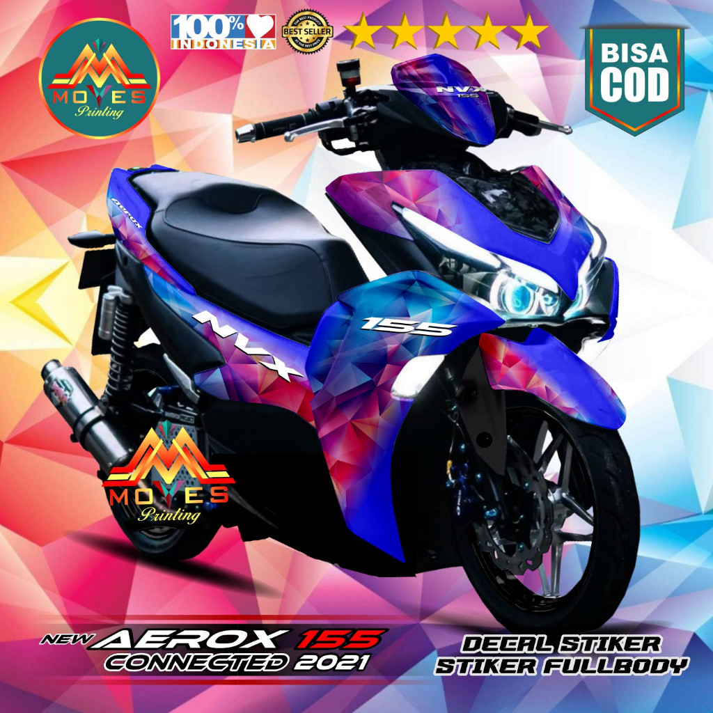 Terbaru - Stiker Full Body Aerox Stiker Motor New Aerox Connected 2021 Fullbody Abstrak