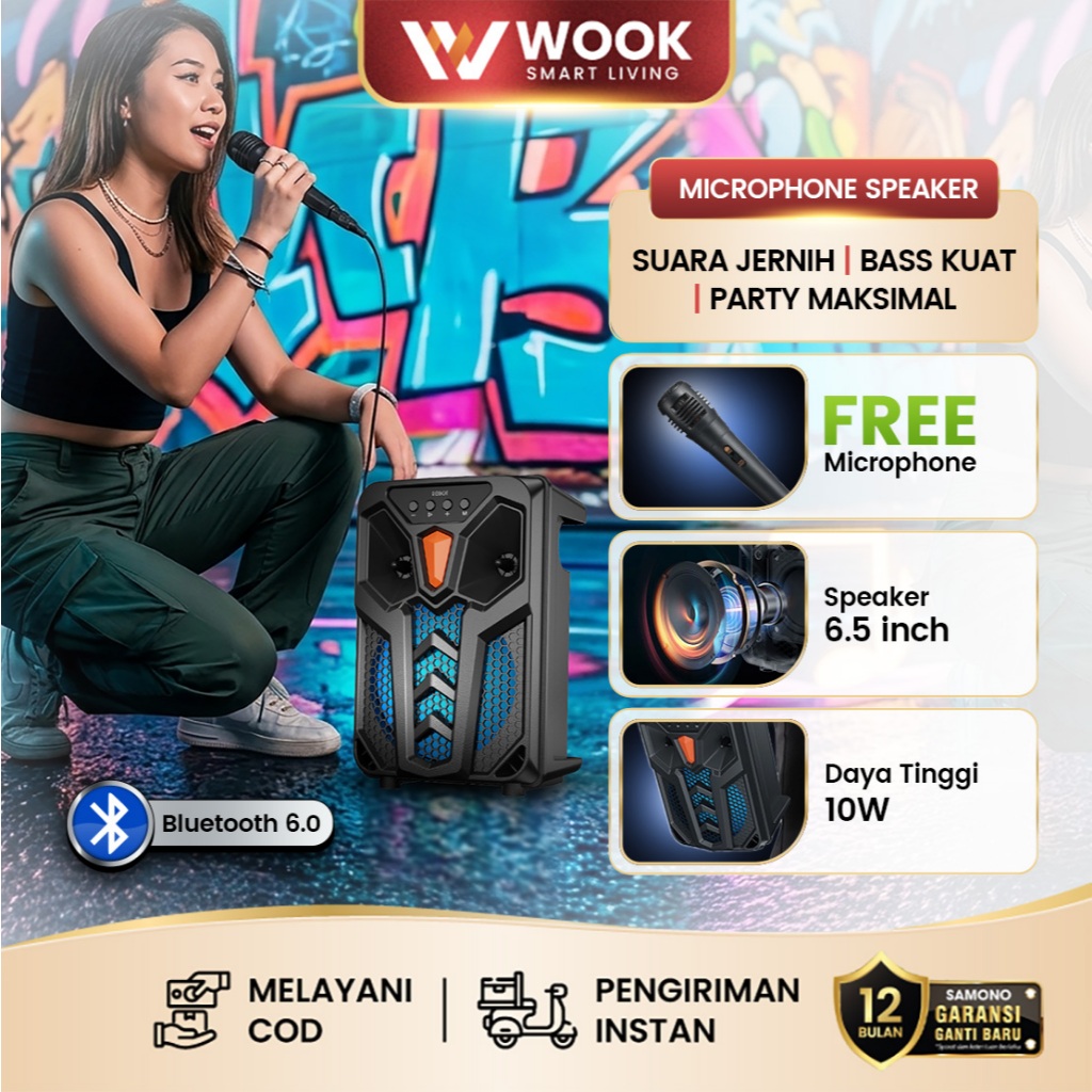 ROBOT Speaker Karaoke Bluetooth Portable Suara Kencang Bass Mantap 6.5 Inch Power 10W Support Karaok