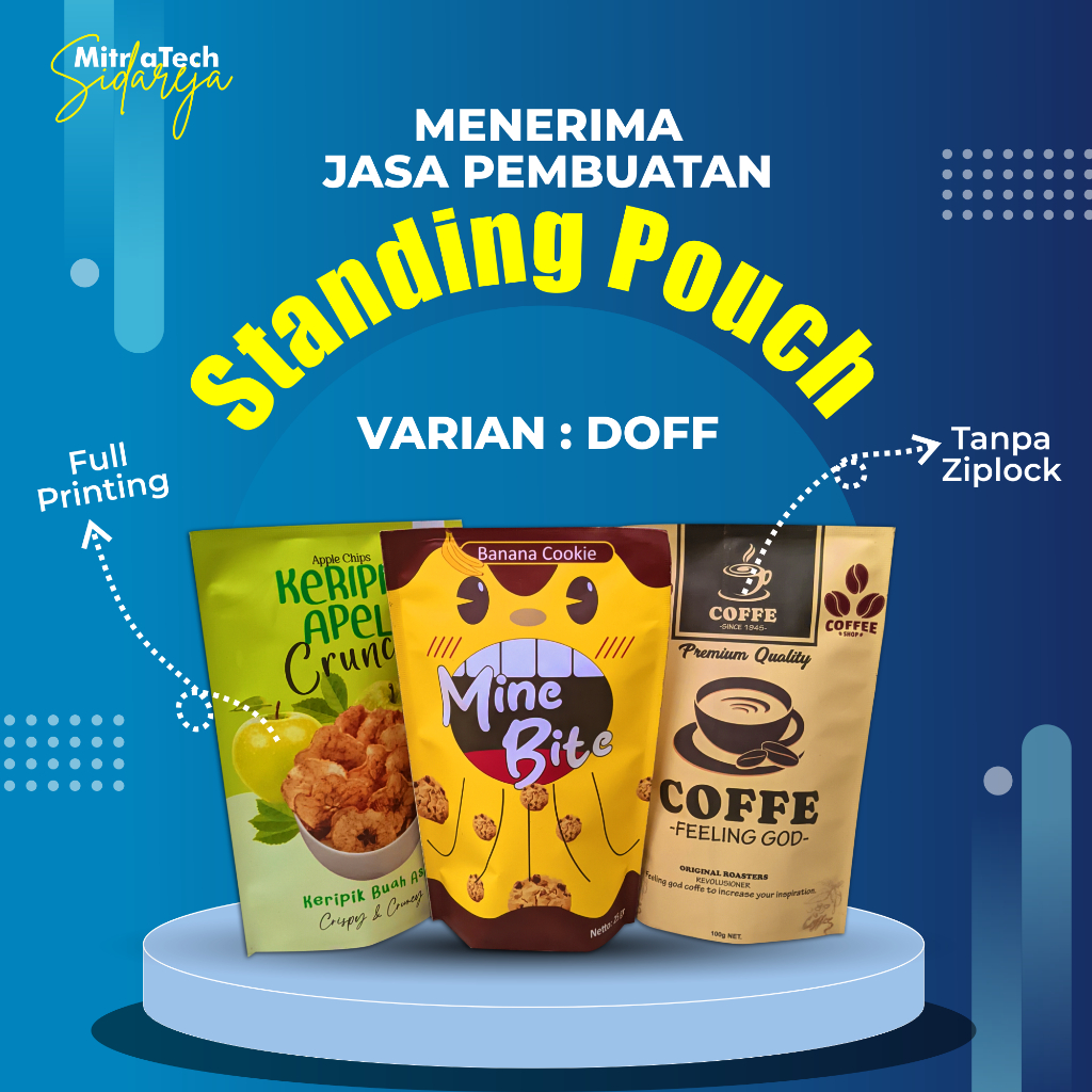 Kemasan Standing Pouch Ziplock Metaliz Custom Desain dan Ukuran