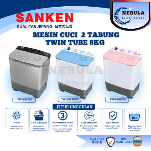 MESIN CUCI SANKEN 8600RL / SANKEN 8600 RL / MESIN CUCI SANKEN 8600 / SANKEN 8663FK / SANKEN 8663 FK 